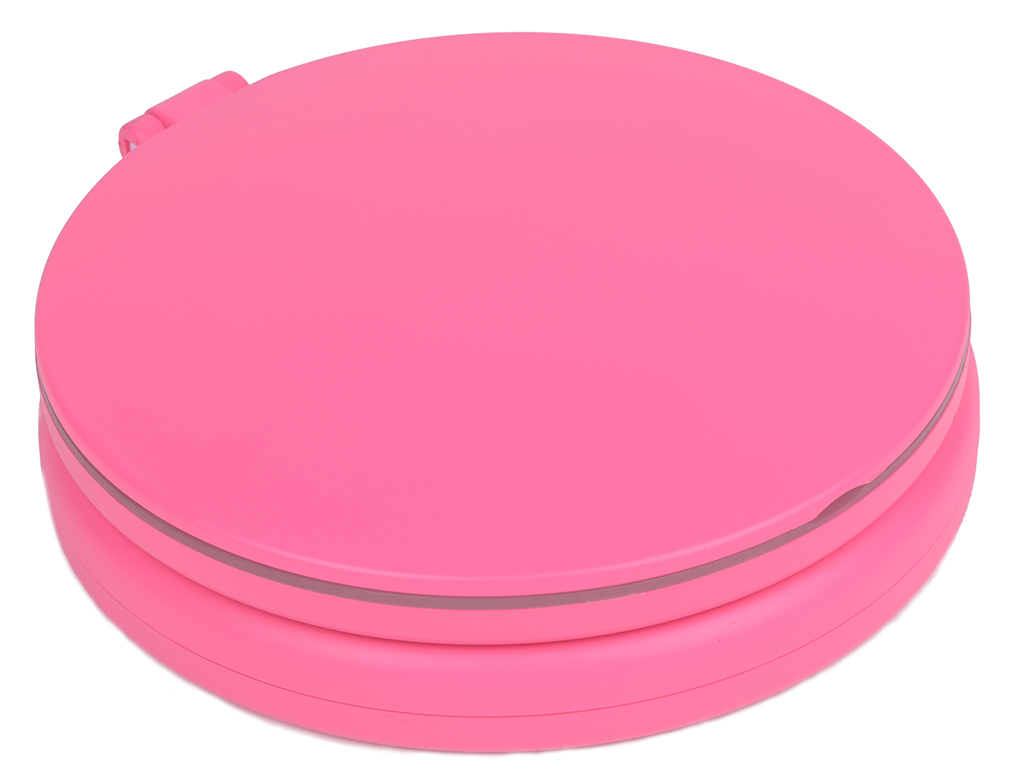 SUPERVOLO Fashion Double Side LED 300 Degree Rotating Cosmetic Table Mirror Pink